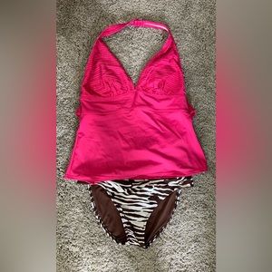Islander Pink Swim Tank Sz. 14 & Mossimo Bikini Bottoms Sz. Lg